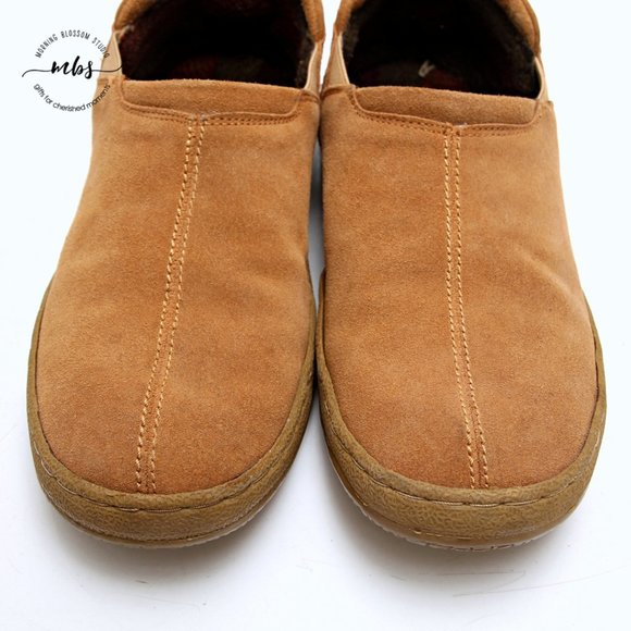 Minnetonka Tommy Traditional Scuff Leather Slip Ons in Tan Men Size 11 - Picture 8 of 12